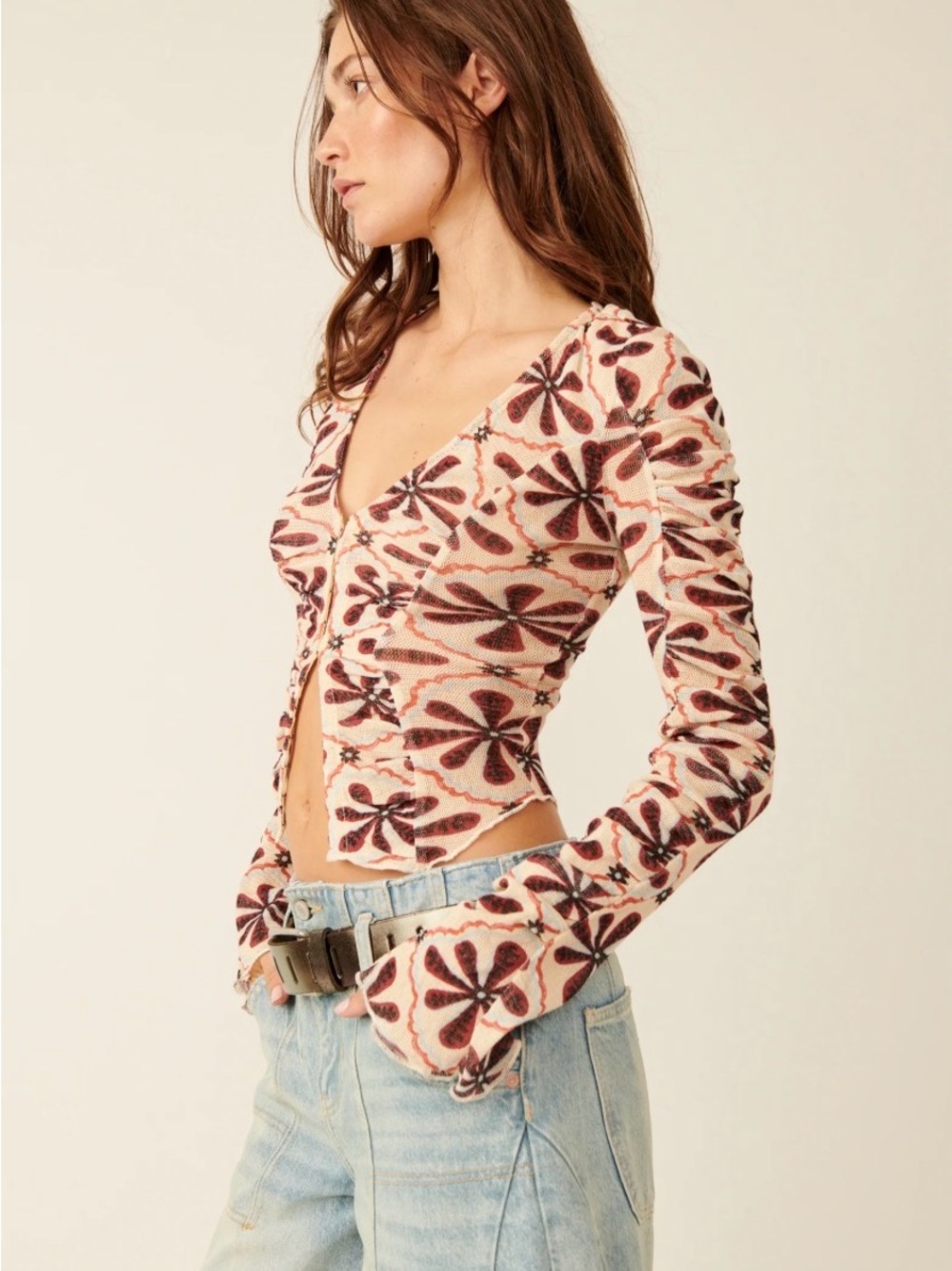 Free People Through the Meadow Top in the white sand floral print